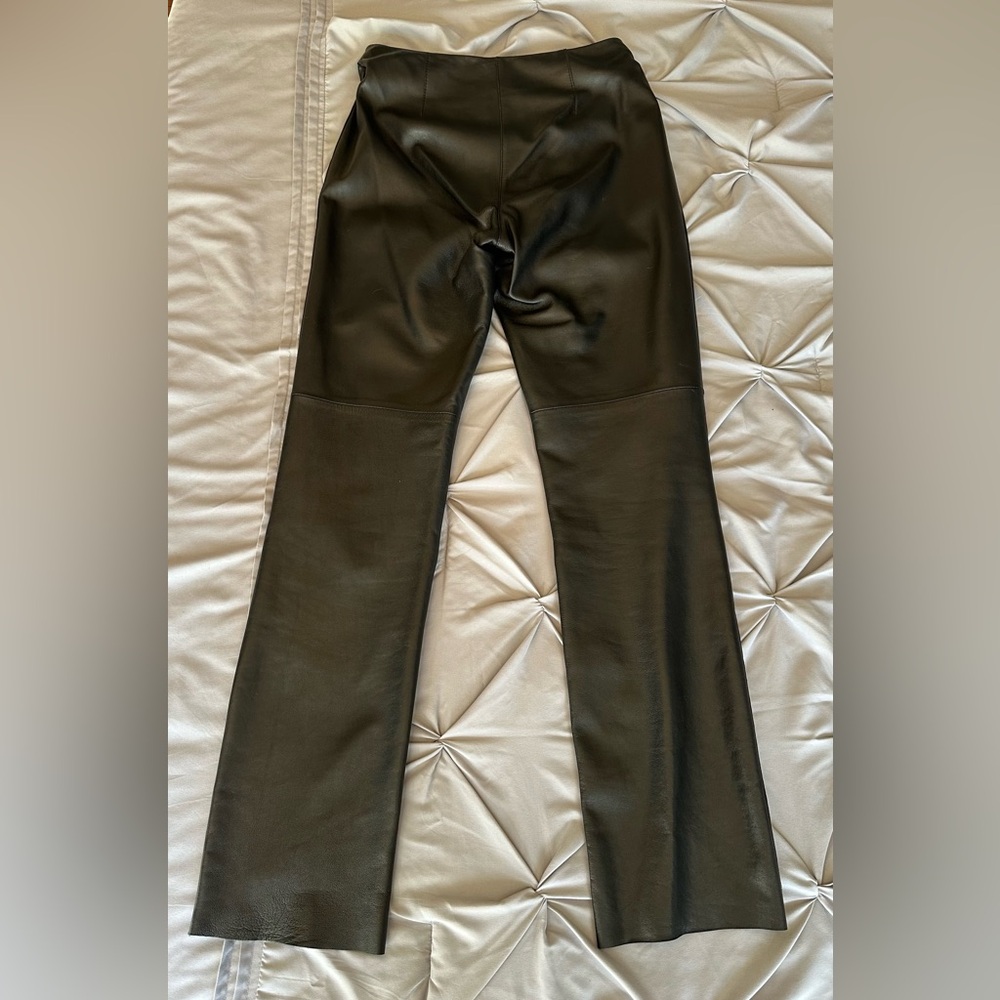 Bebe Black Genuine Leather Mid-rise Straight Leg Pants - Vintage Y2K